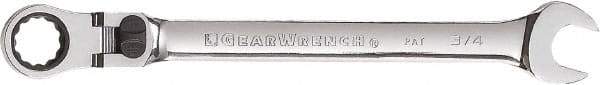 GearWrench - 3/4" 12 Point Flexhead Combination Wrench - Chrome Vanadium Steel, Full Polish Finish - Eagle Tool & Supply