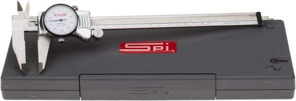 SPI - 0mm to 200mm Range, 0.01 mm Graduation, 1mm per Revolution, Dial Caliper - White Face, 50mm Jaw Length, Accurate to 0.03mm - Eagle Tool & Supply