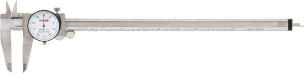 SPI - 0" to 12" Range, 0.001" Graduation, 0.1" per Revolution, Dial Caliper - White Face, 2.51" Jaw Length, Accurate to 0.0015" - Eagle Tool & Supply