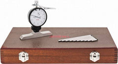 SPI - 0 to 100mm Range, Steel, White Dial Depth Gage - 0.01mm Graduation, 0.02mm Accuracy, 101mm Base Measuring Length - Eagle Tool & Supply