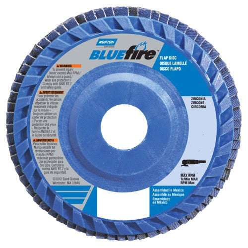 7″ × 7/8″ Flap Disc BlueFire Quick Trim Type 27 Plastic Plate 40 Grit - Eagle Tool & Supply
