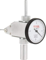 SPI - 0.02" Range, 0.0005" Dial Graduation, Vertical Dial Test Indicator - 1-1/4" White Dial, 0-10-0 Dial Reading, Accurate to 0.0005" - Eagle Tool & Supply