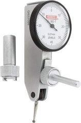 SPI - 0.8mm Range, 0.01mm Dial Graduation, Horizontal Dial Test Indicator - 32mm White Dial, 0-40-0 Dial Reading, Accurate to 0.013mm - Eagle Tool & Supply