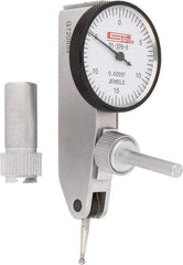 SPI - 0.03" Range, 0.0005" Dial Graduation, Horizontal Dial Test Indicator - 1-1/4" White Dial, 0-15-0 Dial Reading, Accurate to 0.0005" - Eagle Tool & Supply