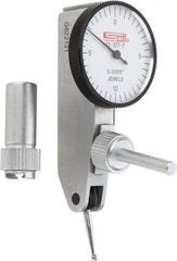 SPI - 0.02" Range, 0.0005" Dial Graduation, Horizontal Dial Test Indicator - 1-1/4" White Dial, 0-10-0 Dial Reading, Accurate to 0.0005" - Eagle Tool & Supply