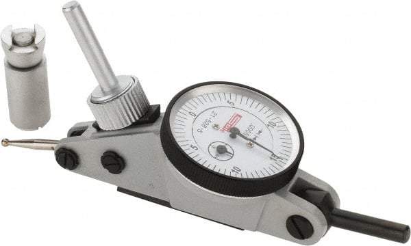 SPI - 0.06" Range, 0.0005" Dial Graduation, Horizontal Dial Test Indicator - 1-3/16" White Dial, 0-15-0 Dial Reading, Accurate to 0.0012" - Eagle Tool & Supply