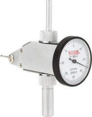 SPI - 0.8mm Range, 0.01mm Dial Graduation, Vertical Dial Test Indicator - 32mm White Dial, 0-40-0 Dial Reading, Accurate to 0.013mm - Eagle Tool & Supply
