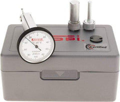 SPI - 0.2mm Range, 0.002mm Dial Graduation, Vertical Dial Test Indicator - 32mm White Dial, 0-100-0 Dial Reading, Accurate to 0.004mm - Eagle Tool & Supply