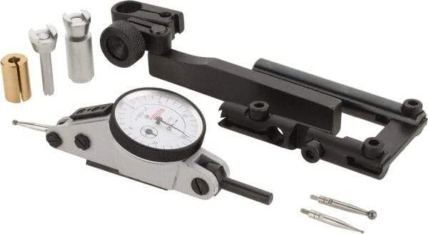 SPI - 10 Piece, 0" to 0.06" Measuring Range, 1.18" Dial Diam, 0-15-0 Dial Reading, White Dial Test Indicator Kit - 0.0012" Accuracy, 0.86" Contact Point Length, 0.079" Ball Diam, 0.001" Dial Graduation - Eagle Tool & Supply