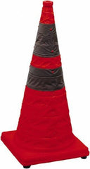 PRO-SAFE - 28" High, Orange Collapsible Traffic Cone - 14" Base Width, 4 Lb - Eagle Tool & Supply