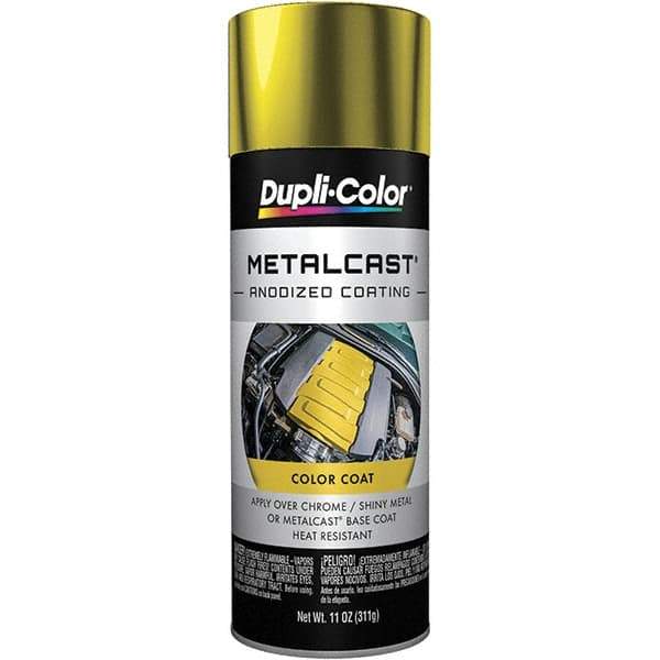 Dupli-Color - 11 oz Yellow Anodized Automotive Heat Resistant Paint - Metallic Finish, 500°F Max Temp, Comes in Aerosol Can - Eagle Tool & Supply