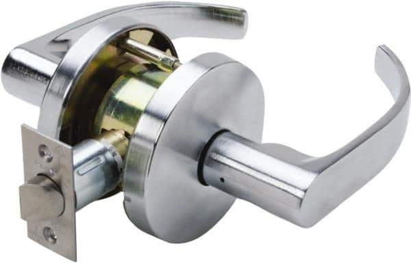 Falcon - Grade 1 Passage Lever Lockset for 1-3/8" Thick Doors - 2-3/4" Back Set, No Cylinder, Steel, Satin Chrome Finish - Eagle Tool & Supply