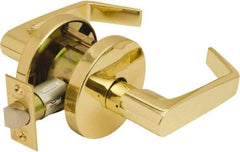 Falcon - Grade 2 Passage Lever Lockset for 1-3/8" Thick Doors - 2-3/4" Back Set, No Cylinder, Steel, Bright Brass Finish - Eagle Tool & Supply