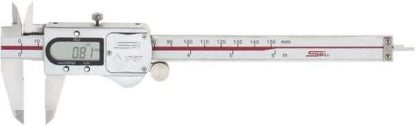 SPI - 0 to 150mm Range, 0.01mm Resolution, IP67 Electronic Caliper - Stainless Steel with 40mm Stainless Steel Jaws, 0.02mm Accuracy - Eagle Tool & Supply