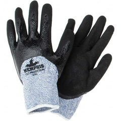 MCR Safety - Size L, ANSI Cut Lvl A4, Puncture Lvl 2, Abrasion Lvl 5, Nitrile Coated Cut Resistant Gloves - Eagle Tool & Supply