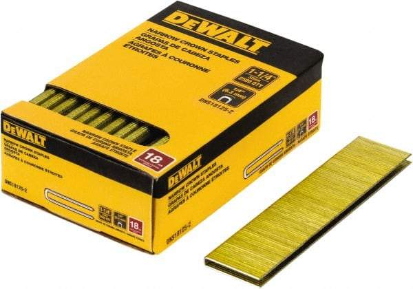 DeWALT - 1-1/4" Long x 1/4" Wide, 18 Gauge Crowned Construction Staple - Steel, Copper Finish, Chisel Point - Eagle Tool & Supply