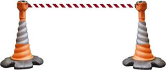 PRO-SAFE - 40" High, Orange, Red & White Warning Post Kit - 23-15/16" Base Width, 27.31 Lb - Eagle Tool & Supply