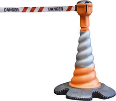 PRO-SAFE - 40" High, Orange & Red Warning Post Kit - 23-15/16" Base Width, 13.65 Lb - Eagle Tool & Supply