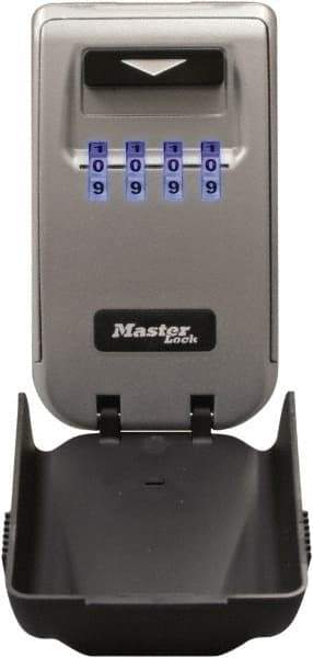 Master Lock - 2" Wide x 4-11/16" Overall Height, Set-Your-Own Combination, Wall Mount Key Safe - Dark Gray Finish - Eagle Tool & Supply