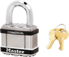 Master Lock - 1" Shackle Clearance, Keyed Alike Padlock - 3/8" Shackle Diam, Laminated Steel - Eagle Tool & Supply