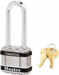 Master Lock - 2-1/2" Shackle Clearance, Keyed Alike Padlock - 5/16" Shackle Diam, Laminated Steel - Eagle Tool & Supply