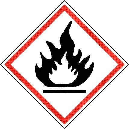 NMC - Hazardous Materials Label, Header: Flammable Warning - Legend: GHS - Graphic, English, Black & Red, 4" Long x 4" High, No Coating - Eagle Tool & Supply
