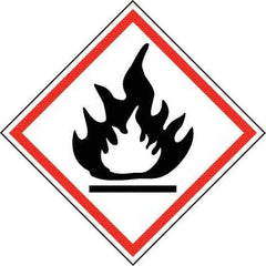 NMC - Hazardous Materials Label, Header: Flammable Warning - Legend: GHS - Graphic, English, Black & Red, 4" Long x 4" High, No Coating - Eagle Tool & Supply