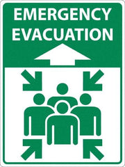 NMC - "Emergency Evacuation", 24" Long x 18" Wide, Sportwalk Safety Sign - Rectangle, 0.005" Thick, Use for Workplace/Safety - Eagle Tool & Supply