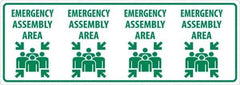 NMC - "Emergency Assembly Area", 12" Long x 34" Wide, Sportwalk Safety Sign - Rectangle, 0.005" Thick, Use for Workplace/Safety - Eagle Tool & Supply