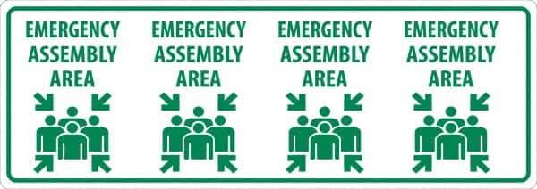 NMC - "Emergency Assembly Area", 12" Long x 34" Wide, Asphalt Art Safety Sign - Rectangle, 0.005" Thick, Use for Workplace/Safety - Eagle Tool & Supply