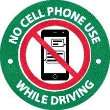 NMC - "No Cell Phone Use", 3" Long x 3" Wide, Pressure-Sensitive Vinyl Safety Sign - Round, 0.0045" Thick, Use for Accident Prevention, Pack of 25 - Eagle Tool & Supply