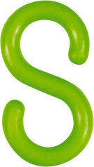 NMC - 2" High x 1/4" Long x 4" Wide Barrier S-Hook - Plastic, Uncoated, Green, Use with Plastic Chain - Eagle Tool & Supply
