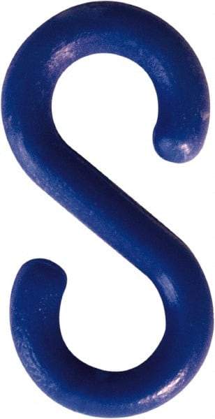 NMC - 2" High x 1/4" Long x 4" Wide Barrier S-Hook - Plastic, Uncoated, Blue, Use with Plastic Chain - Eagle Tool & Supply