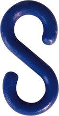NMC - 2" High x 1/4" Long x 4" Wide Barrier S-Hook - Plastic, Uncoated, Blue, Use with Plastic Chain - Eagle Tool & Supply