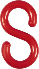 NMC - 1-1/2" High x 1/4" Long x 4" Wide Barrier S-Hook - Plastic, Uncoated, Red, Use with Plastic Chain - Eagle Tool & Supply