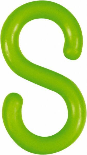 NMC - 1-1/2" High x 1/4" Long x 4" Wide Barrier S-Hook - Plastic, Uncoated, Green, Use with Plastic Chain - Eagle Tool & Supply
