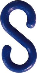 NMC - 1-1/2" High x 1/4" Long x 4" Wide Barrier S-Hook - Plastic, Uncoated, Blue, Use with Plastic Chain - Eagle Tool & Supply