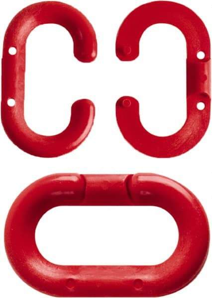 NMC - 1-1/2" High x 1/4" Long x 4" Wide Barrier Connecting Link - Plastic, Uncoated, Red, Use with Plastic Chain - Eagle Tool & Supply