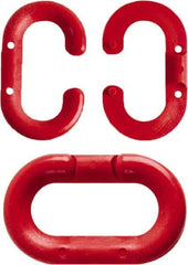 NMC - 1-1/2" High x 1/4" Long x 4" Wide Barrier Connecting Link - Plastic, Uncoated, Red, Use with Plastic Chain - Eagle Tool & Supply