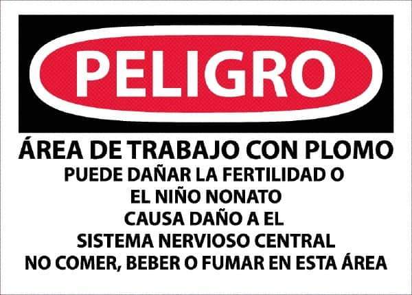 NMC - "Peligro - Area De Trabajo Con Plomo", 10" Long x 14" Wide, Paper Safety Sign - Rectangle, Use for Hazardous Materials - Eagle Tool & Supply