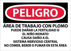 NMC - "Peligro - Area De Trabajo Con Plomo", 10" Long x 14" Wide, Paper Safety Sign - Rectangle, Use for Hazardous Materials - Eagle Tool & Supply