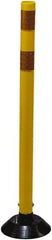 PRO-SAFE - 36" High x 3" Wide Reflective Tubular Surface Mount Delineator - Urethane, 3 Lbs, Yellow - Eagle Tool & Supply