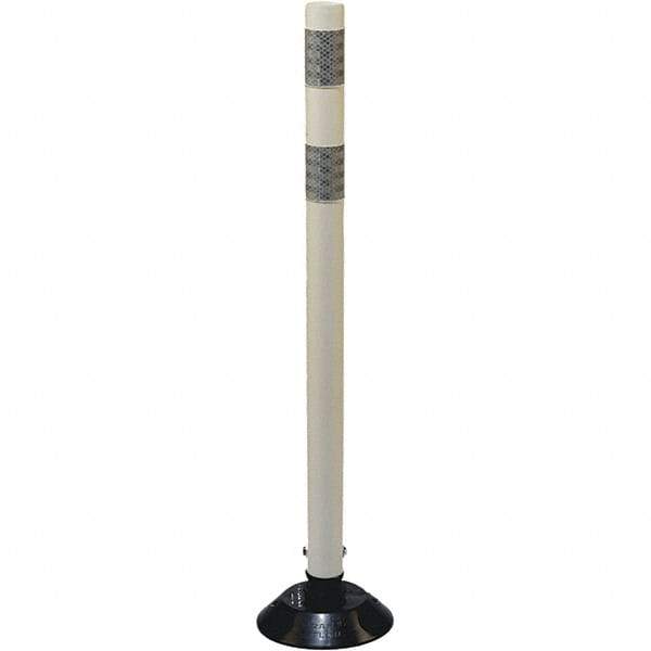 PRO-SAFE - 36" High x 3" Wide Reflective Tubular Surface Mount Delineator - Urethane, 3 Lbs, Gray/White - Eagle Tool & Supply
