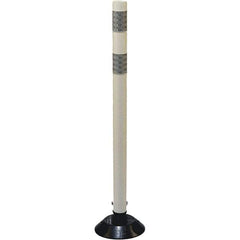 PRO-SAFE - 36" High x 3" Wide Reflective Tubular Surface Mount Delineator - Urethane, 3 Lbs, Gray/White - Eagle Tool & Supply