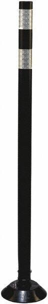 PRO-SAFE - 36" High x 3" Wide Reflective Tubular Surface Mount Delineator - Urethane, 3 Lbs, Black/White - Eagle Tool & Supply