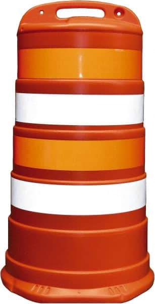PRO-SAFE - 40" High x 36" Wide Reflective Channelizer Drum - High Density Polyethylene (HDPE), 10 Lbs, Orange - Eagle Tool & Supply