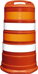 PRO-SAFE - 40" High x 36" Wide Reflective Channelizer Drum - High Density Polyethylene (HDPE), 10 Lbs, Orange - Eagle Tool & Supply