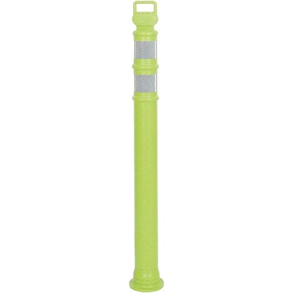 PRO-SAFE - 46" High x 4" Wide Reflective Delineator Post - High Density Polyethylene (HDPE), 3 Lbs, Lime - Eagle Tool & Supply