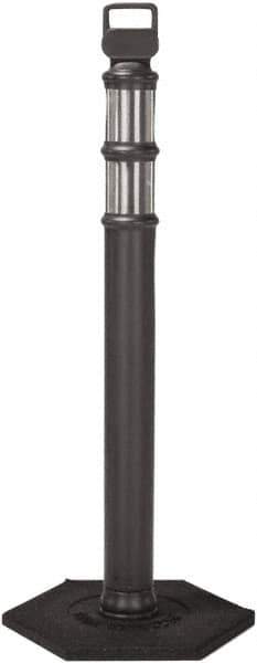 PRO-SAFE - 46" High x 4" Wide Reflective Delineator Post - High Density Polyethylene (HDPE), 3 Lbs, Black - Eagle Tool & Supply