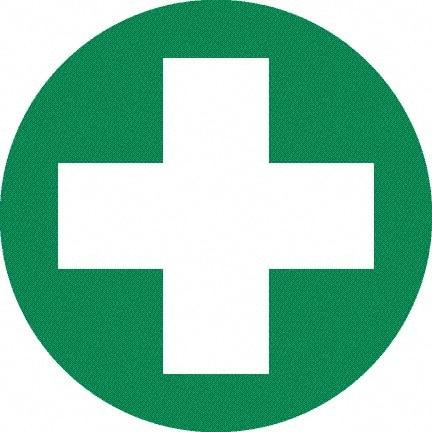 NMC - First Aid Cross Graphic, Hard Hat Label - White on Green, 0.045" Thick, For Certified Operator - Eagle Tool & Supply